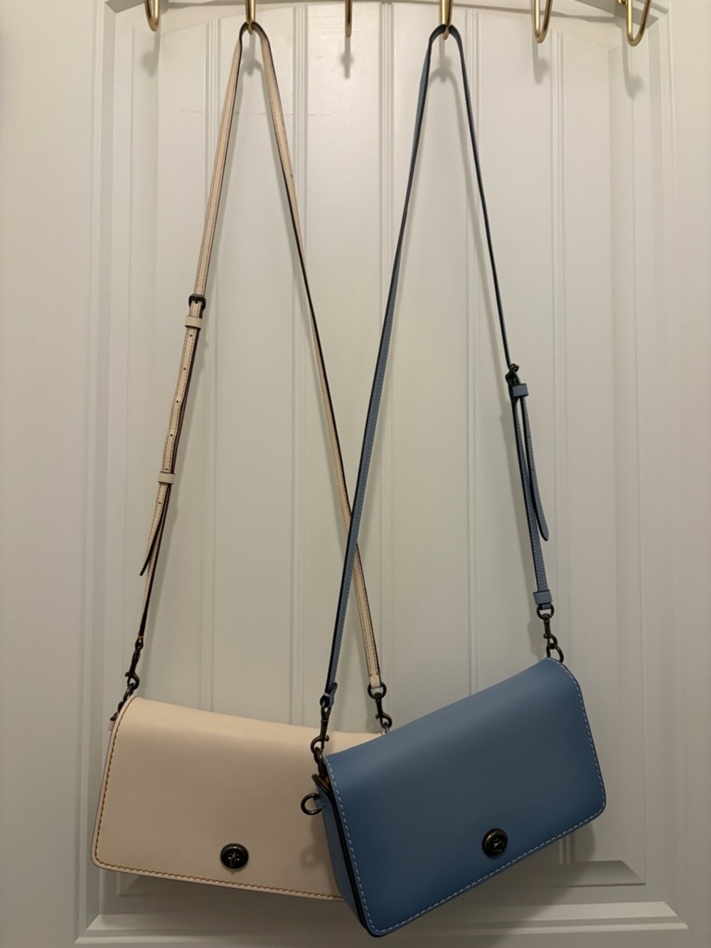 Cream Coach Classic Leather Crossbody Bags in Cream and Blue - Picture 7 of 8